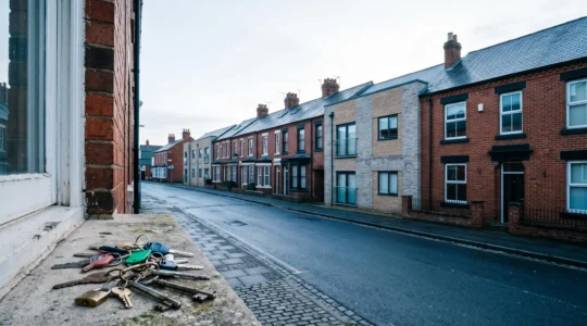 A UK landlord reviewing a diversified portfolio of terraced houses and modern flats representing multiple rental income streams